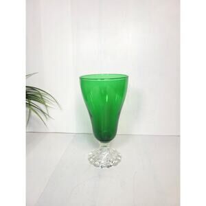Vintage Burple Ice Tea Goblet Forest Green, Anchor Hocking 6-3/4"
